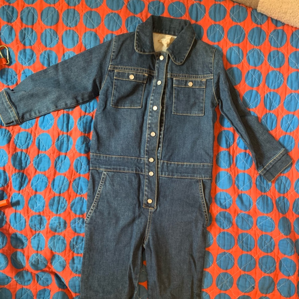 Denim jumpsuit Size 4 Parisian kids clothing label Louis Louise - Like NEW